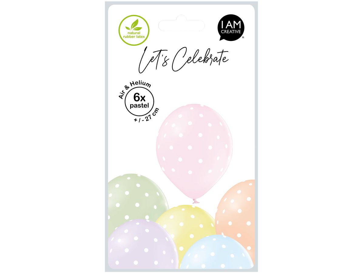 I AM CREATIVE Palloncini piccoli punti 27cm 1000-1056 pastello 6 pezzi (7611983246823)