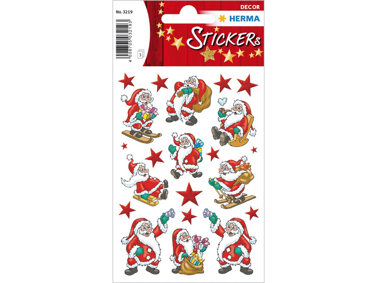 HERMA Sticker Weihnachten 3219 bunt 63 Stück/3 Blatt (4008705032193)