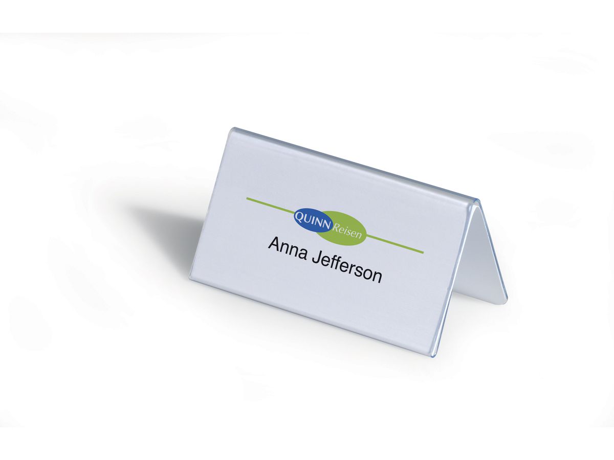 DURABLE Targhetta tavolo forma tetto 805119 trasp., 52/104x100 25 pz. (4005546810515)