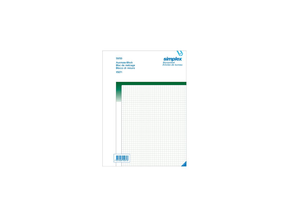 SIMPLEX Livre mesurage vert A4 15071 papier autocopiant 50x2 flls. (7611468150713)