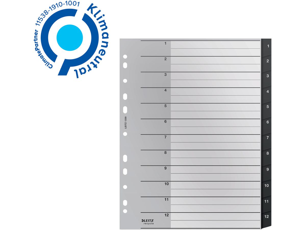 LEITZ Register PP Recycle A4+ 1209-00-00 schwarz 1-12 (4002432127108)