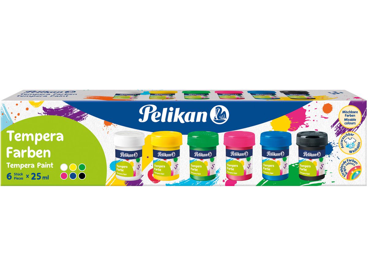PELIKAN base peinture tempera 25ml 804882 6 couleurs ass. (4012700804884)