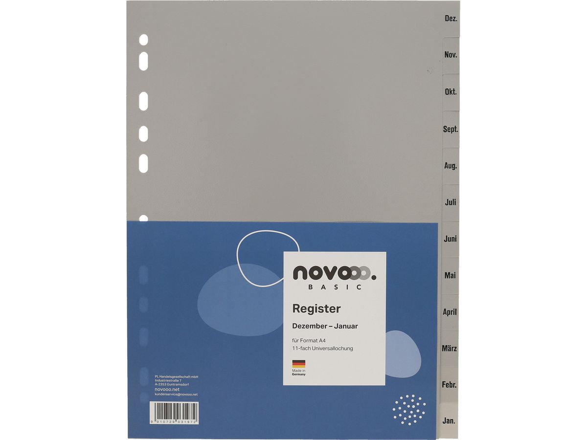 NOVOOO Répertoires PP A4 40950 gris Dez-Jan DE (9010729031972)