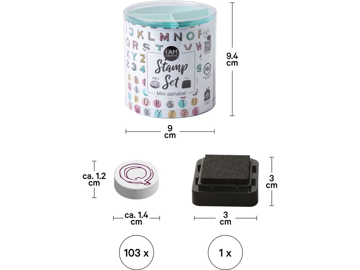 I AM CREATIVE Set de tampons 4093.01 Mini Alphabet 103 pièces (7611983252022)