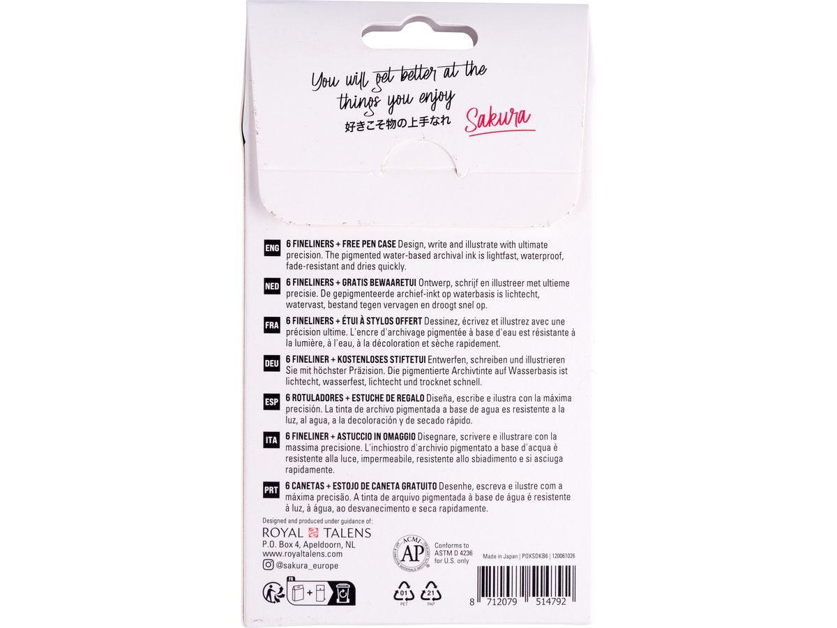 SAKURA Pigma Micron Set 0.05-0.8mm POXSDKB6 con astuccio 3 pezzi (8712079514792)