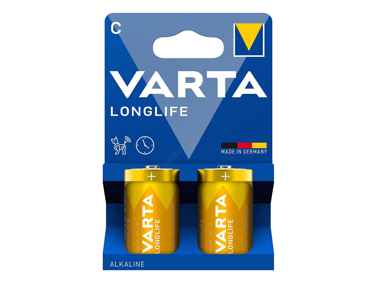VARTA Batterie Longlife 4114101422 C/LR14, 2 Stück (4008496129195)