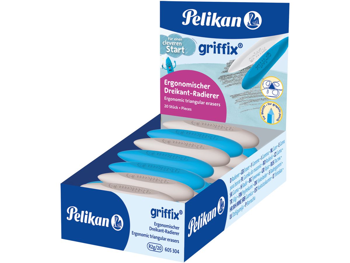 PELIKAN Gomme Griffix 605304 bleu/blanc, assortis (4012700605306)