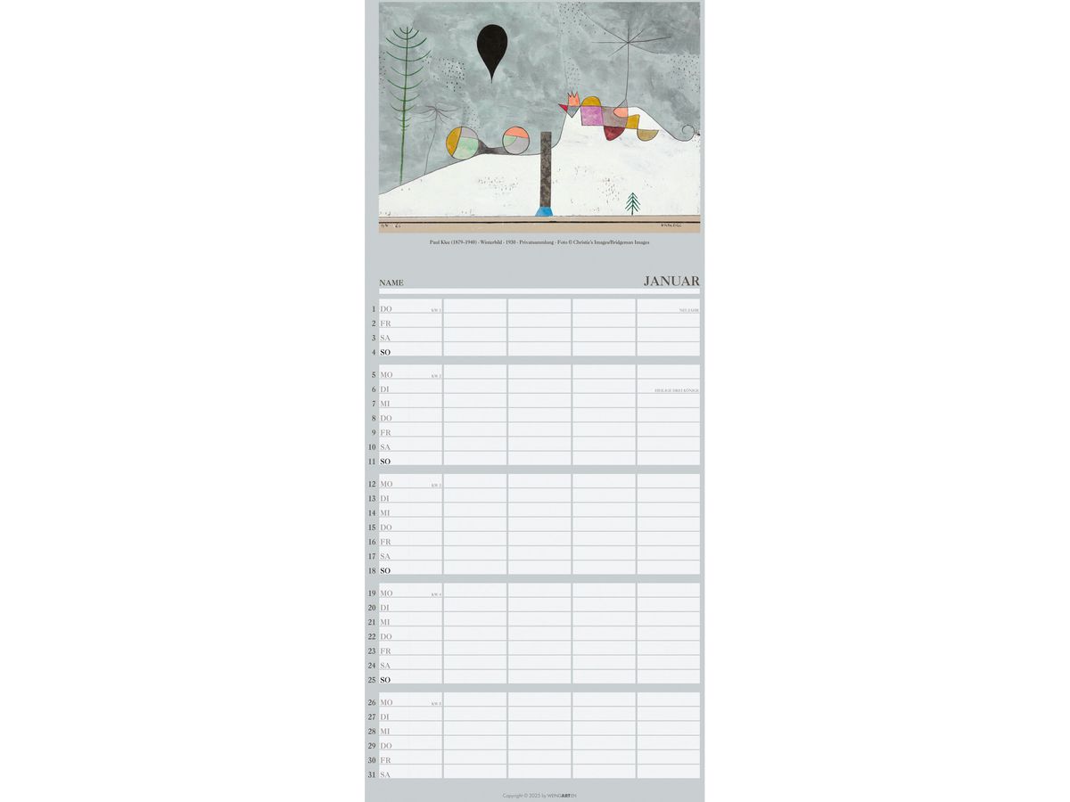 WEINGARTEN Calendrier familial 2026 3312272+26 Art 22x48cm (9783839903049)