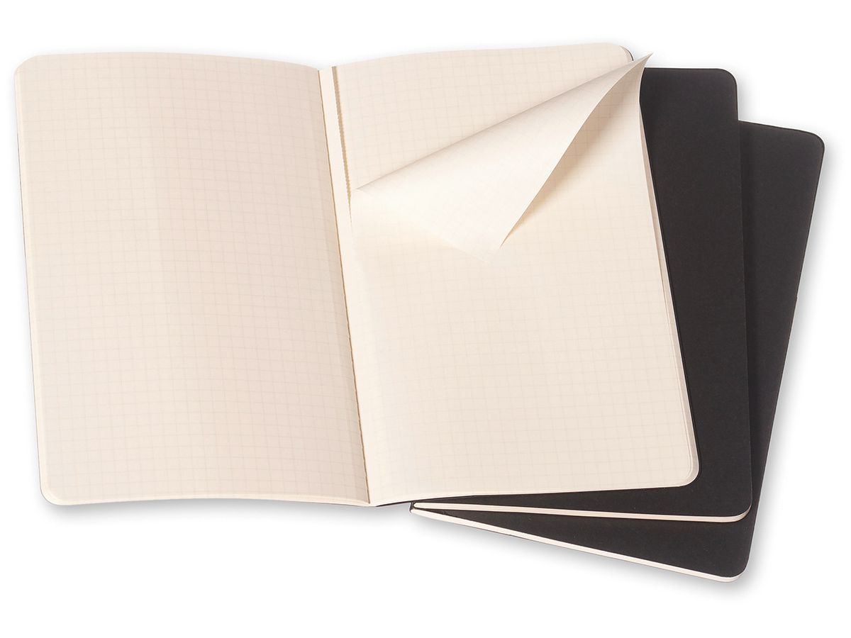 MOLESKINE Notizheft Cahier A5 496-3 kariert, schwarz 3 Stück (9788883704963)