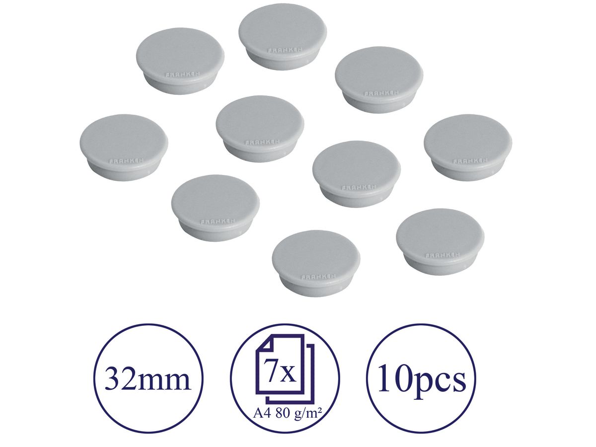 FRANKEN Magnete 32mm HM30 12 grau 10 Stück (4016946052191)
