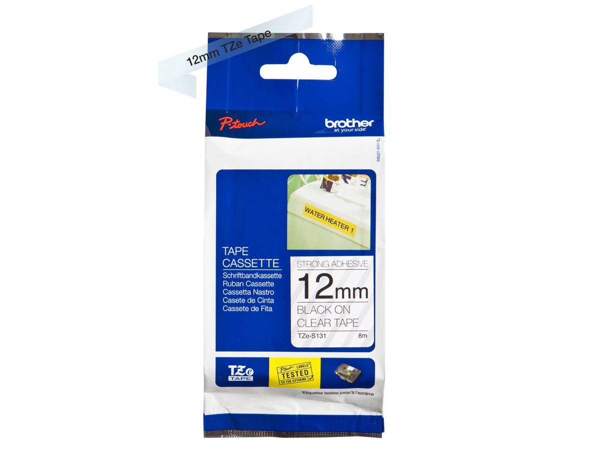 PTOUCH Ruban, strong/adh. noir/trans. TZe-S131 PT-300 12 mm (4977766695565)