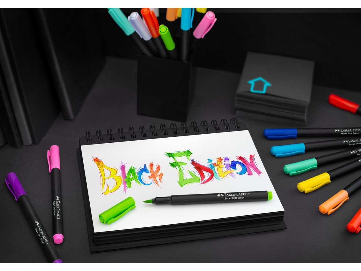 FABER-CASTELL Stylos fibre Black Edition 116452 20 pièces (4005401164524)