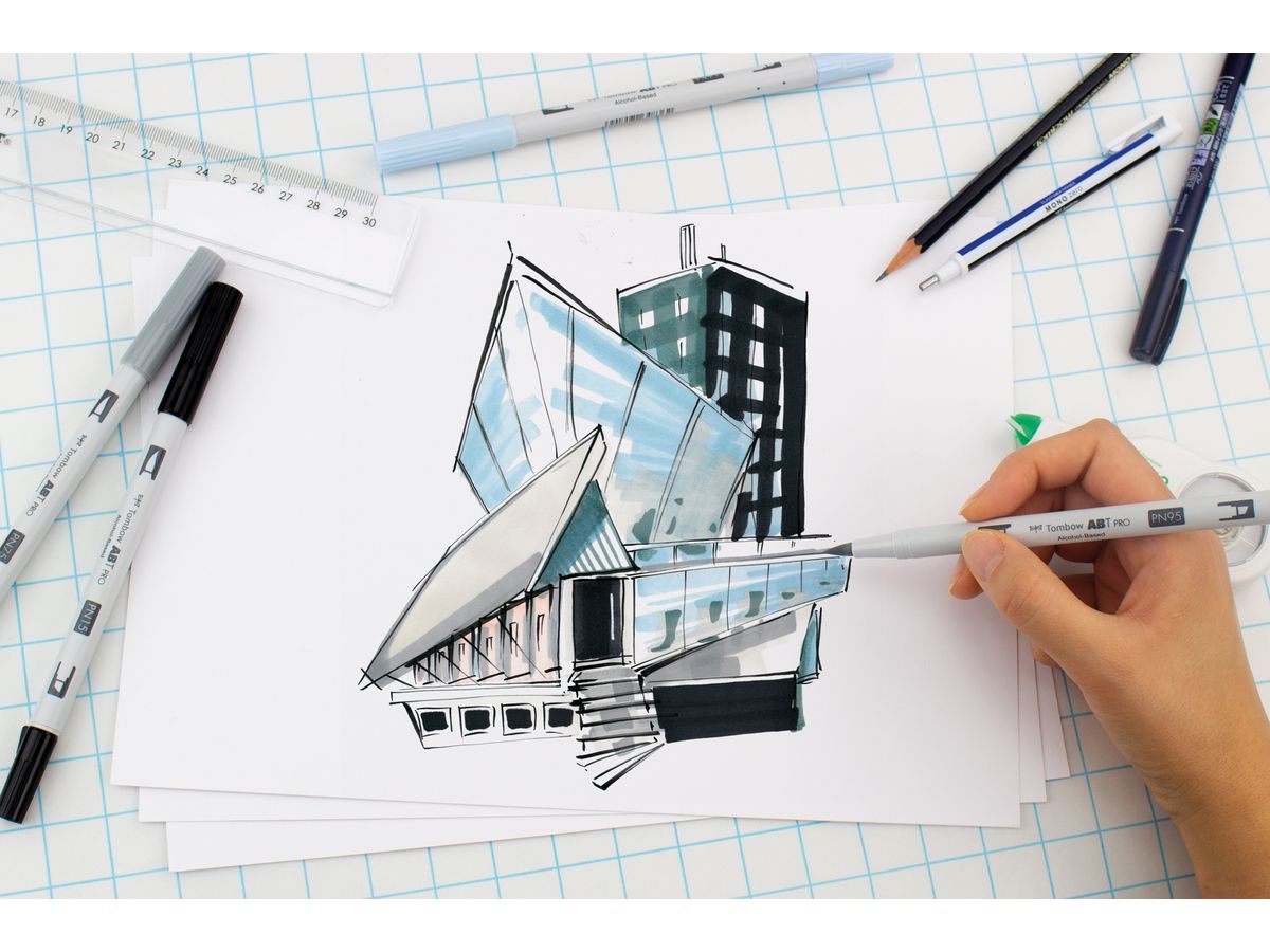 TOMBOW Dual Brush Pen ABT PRO ABTP-5P-1 Basic Colours Set, 5 Stück (4003198150010)