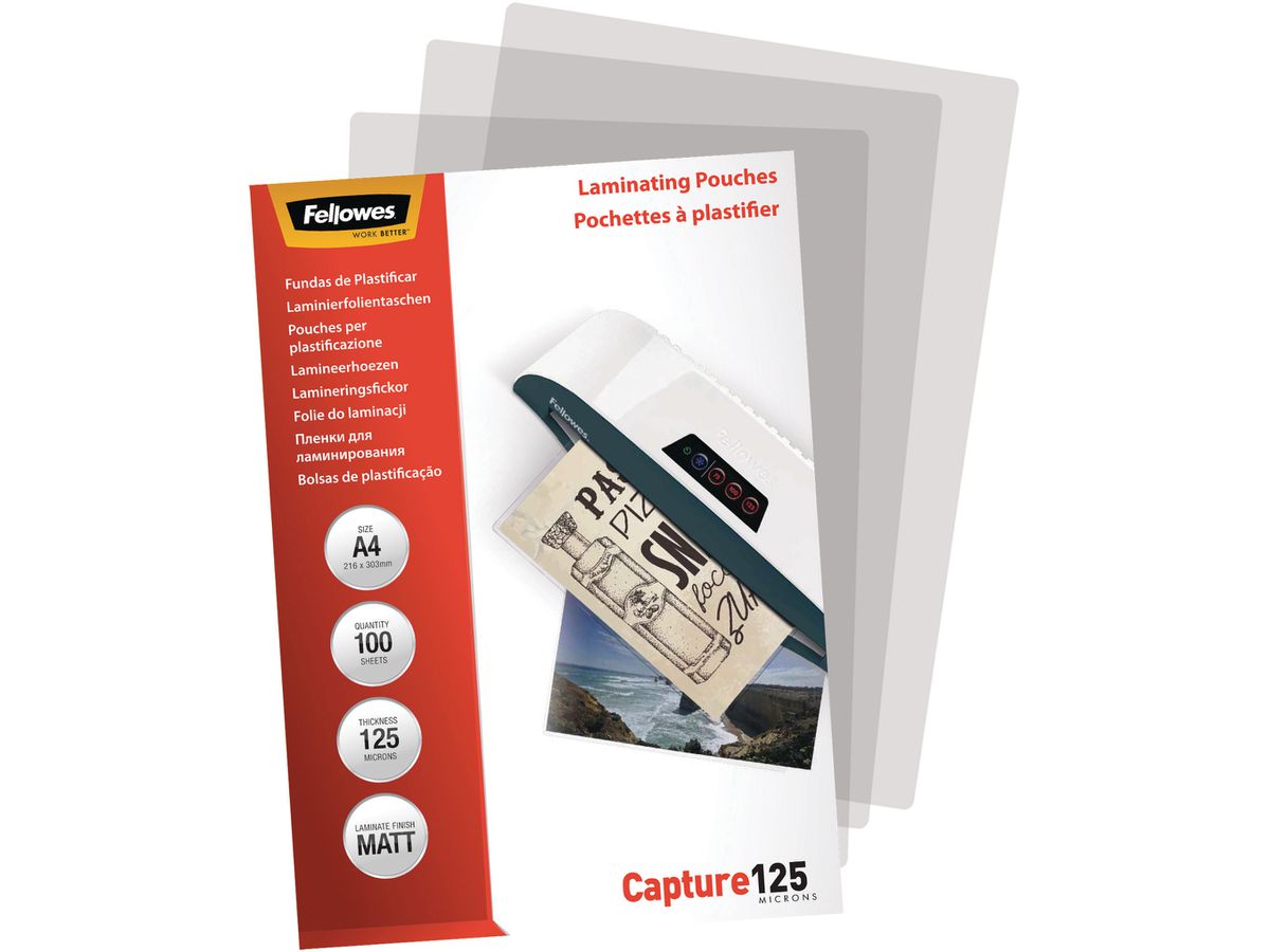 FELLOWES Pelicole per laminazione A4 5328502 opaco, 125my 100 pezzi (0043859641482)