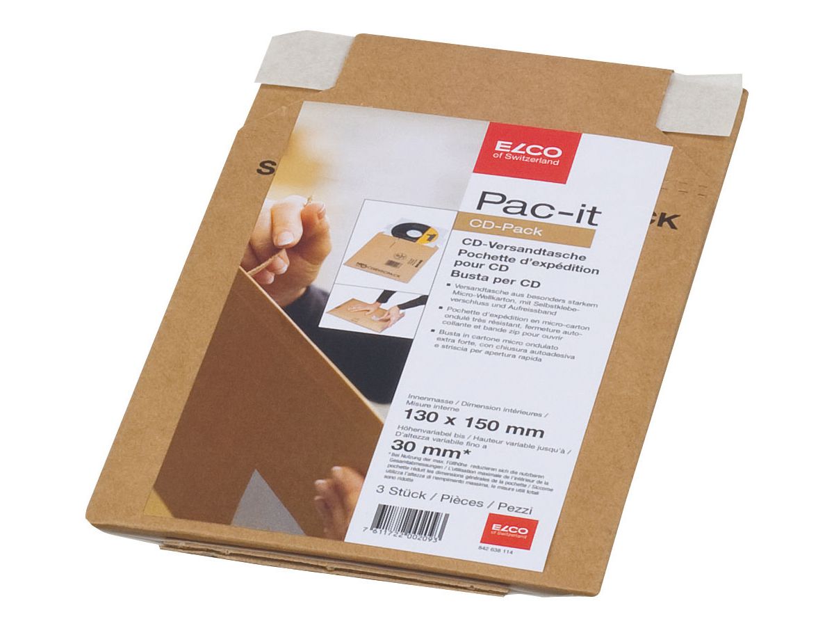 ELCO Versandtasche Safe 145x190mm 842638114 Karton, CD Pack 3 Stück (7611722002093)