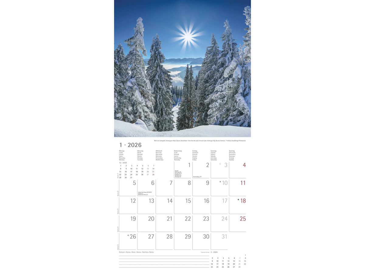 ALPHA EDITION Bildkalender 2026 160009 Alpen ML 30x30cm (4069095000094)