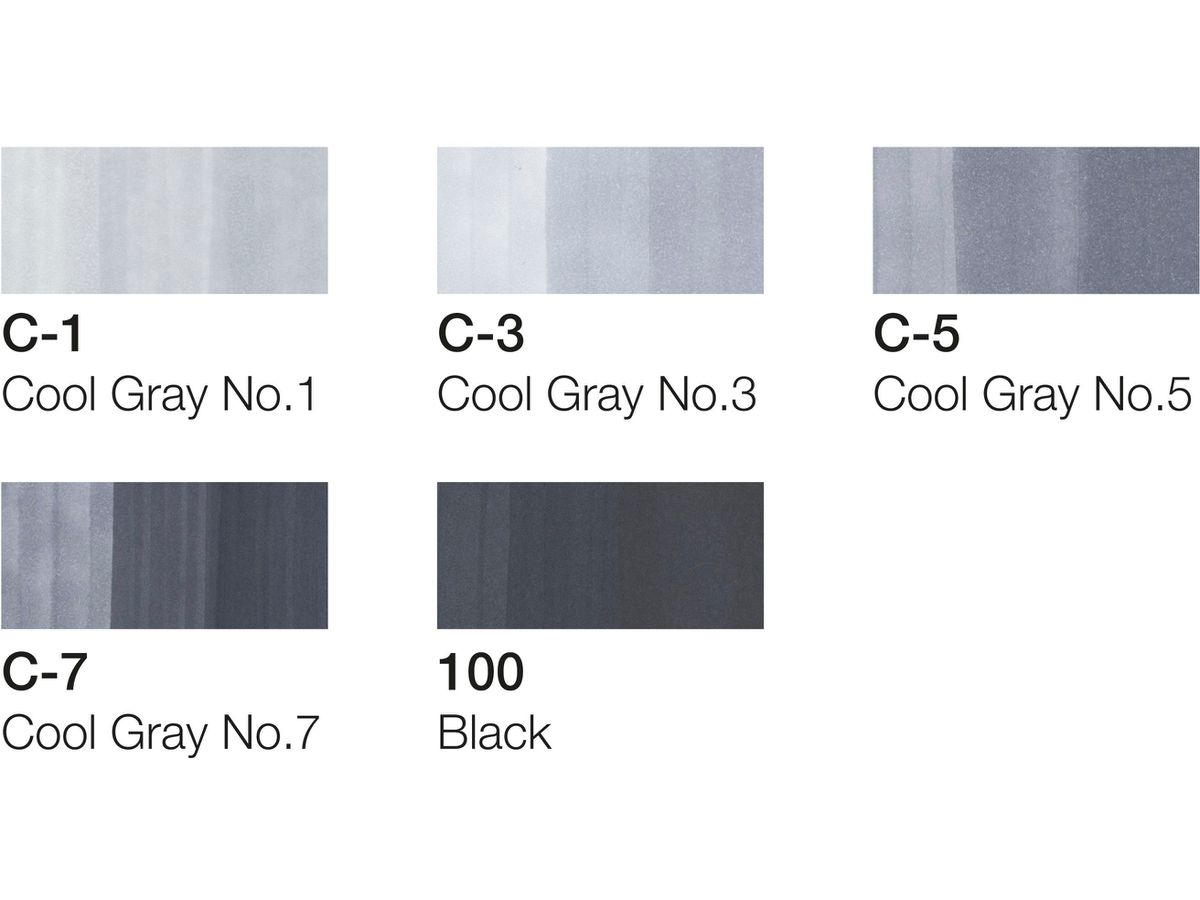 COPIC Marker Ciao 22075554 5+1 Set Cool Grey Tones (4013695261386)