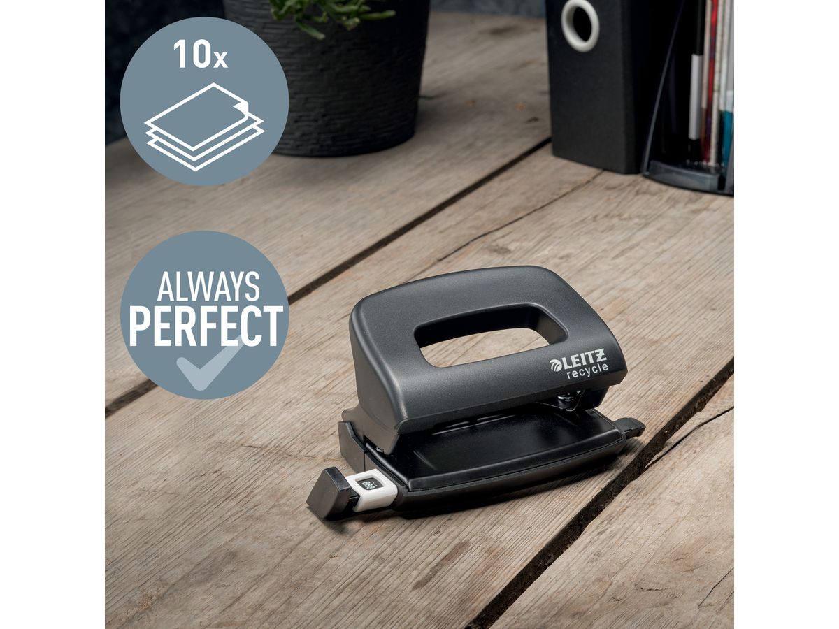 LEITZ Locher NeXXt Recycle 5010-00-95 schwarz, CO2 neutral 10 Blatt (4002432132577)