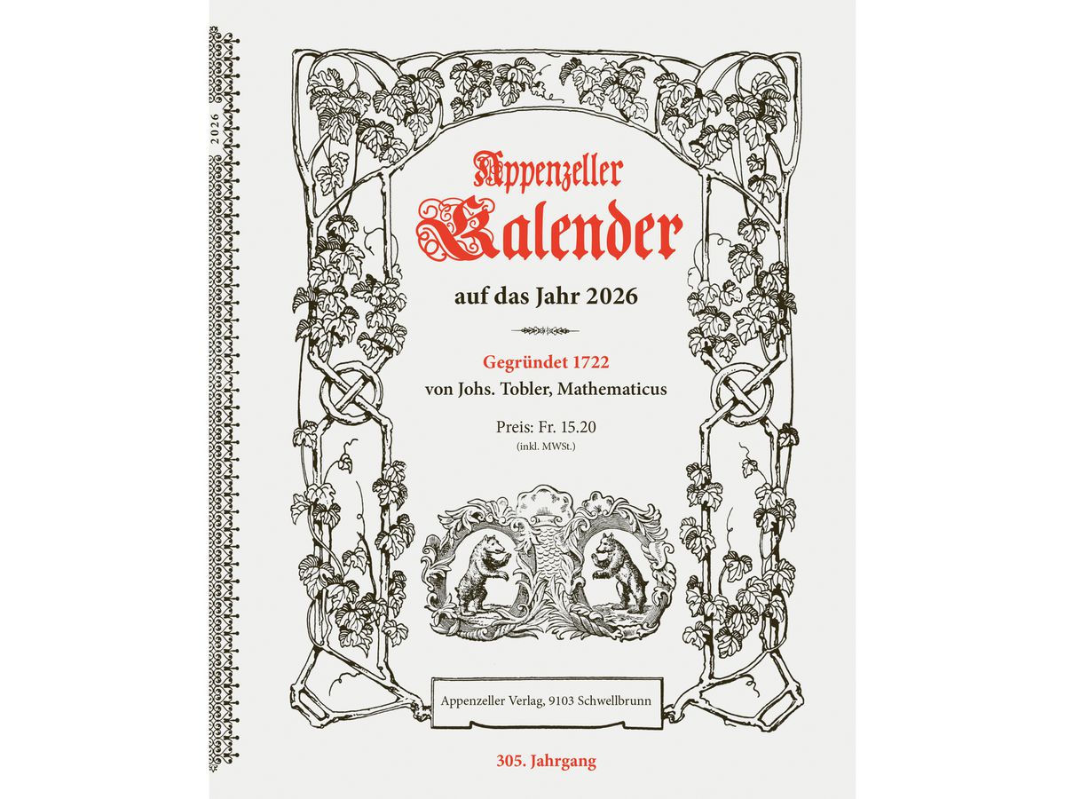 APPENZELLER Calendario 2026 9783858829108 Appenzeller TE 17x21cm (9783858829108)