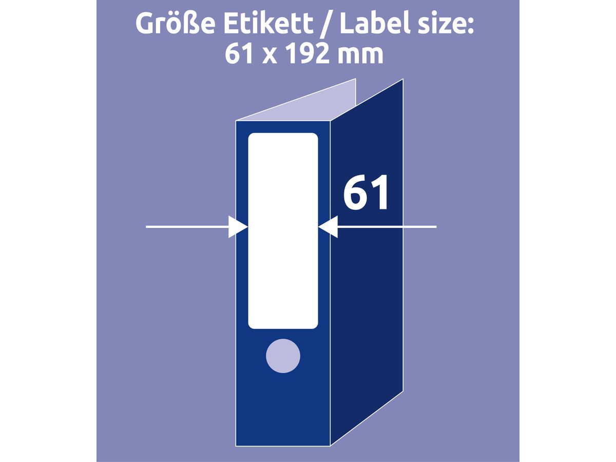 AVERY ZWECKFORM Etiquettes dorsale 61x192mm L4761-25 blanc 120 pcs./25 + 5 flls. (4004182047613)