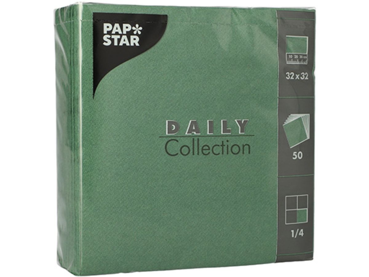 PAPSTAR Servietten PAP86974 3-lagig, dunkelgrün, 50 Stk. (4002911896327)