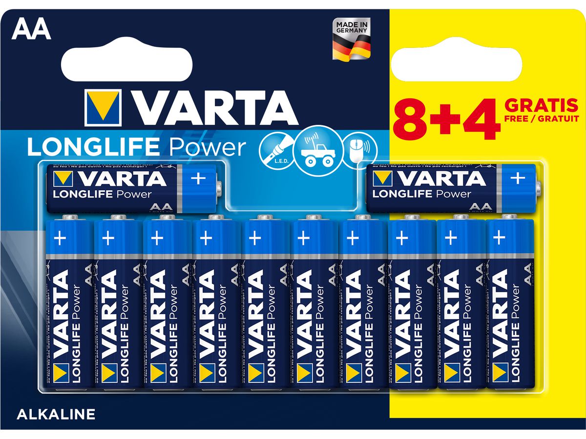 VARTA Batterie Longlife Power 4906121472 AA/LR06, 12 Stück (4008496659234)
