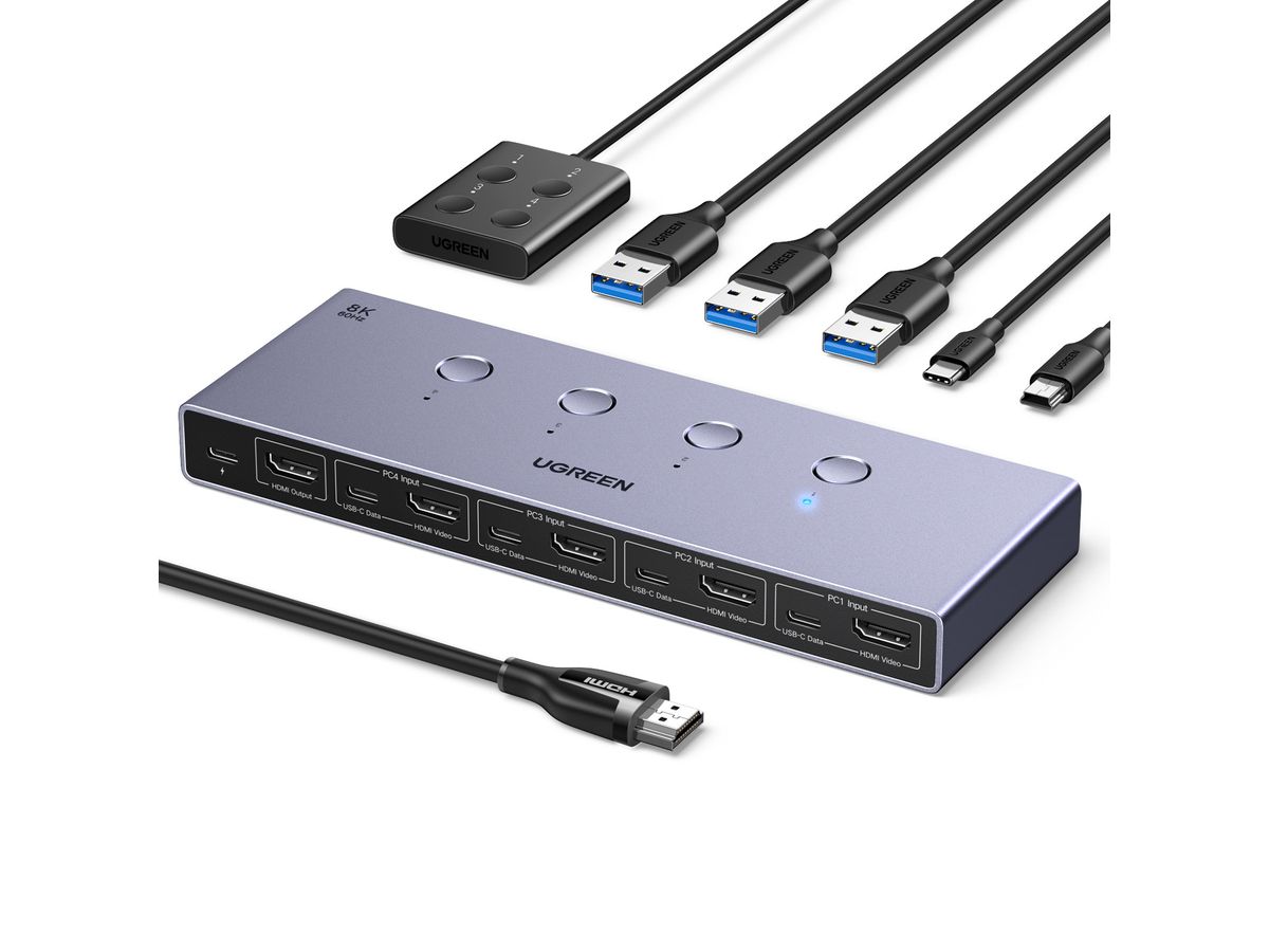UGREEN Switch 4 In 1 Out,KMV 55397 1x HDMI,3x USB-A,1x USB-C,BB (6941876253975)