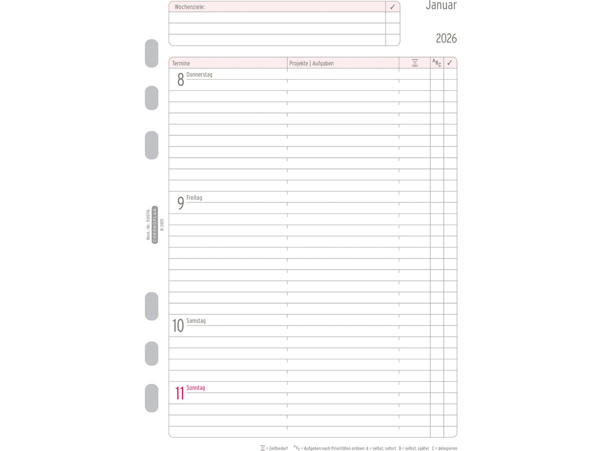 CHRONOPLAN Plan semainier recharge 2026 50576Z.26 1S/2P A5 (4004182088562)