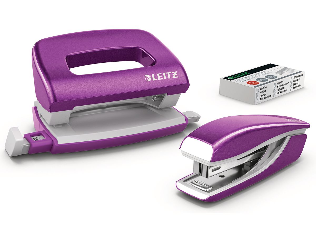 LEITZ Bucatrice/Cucitrice WOW 5561 55612062 viola, Bundle 10 fogli (4002432103294)