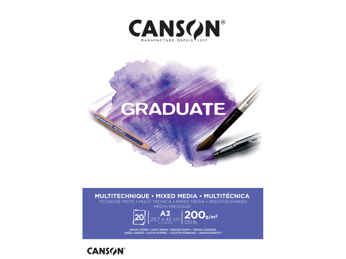 CANSON Graduate Mixed Media A3 400110378 20 Blatt, weiss, 200g (3148950021212)