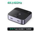 UGREEN USB-C Switch 2 In 1 Out,4K 55451 2×USBC- In, 1×HDMI Out (6941876254514)