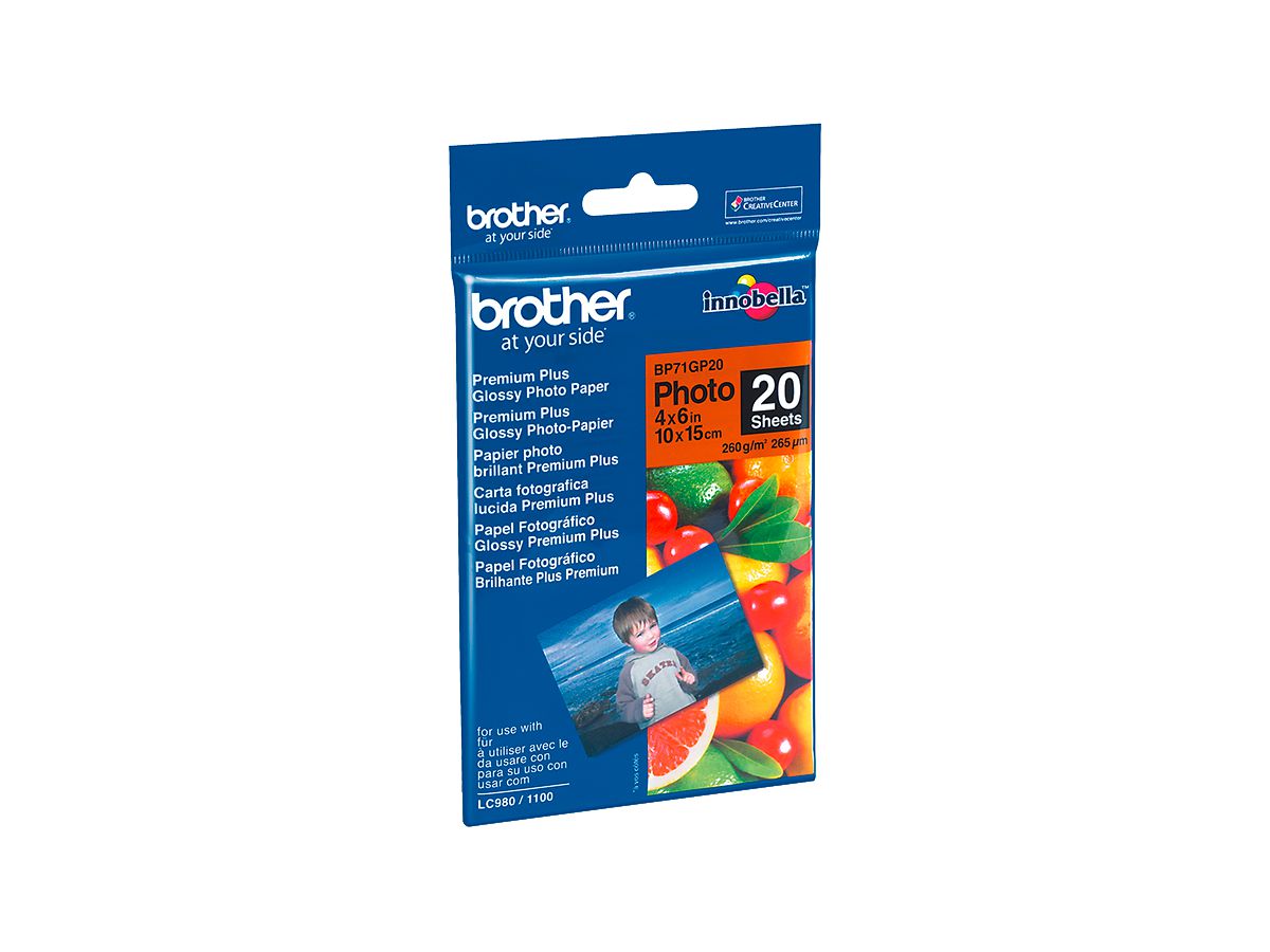 BROTHER Photo Paper glossy 260g A6 BP71-GP20 MFC-6490CW 20 fogli (4977766658423)