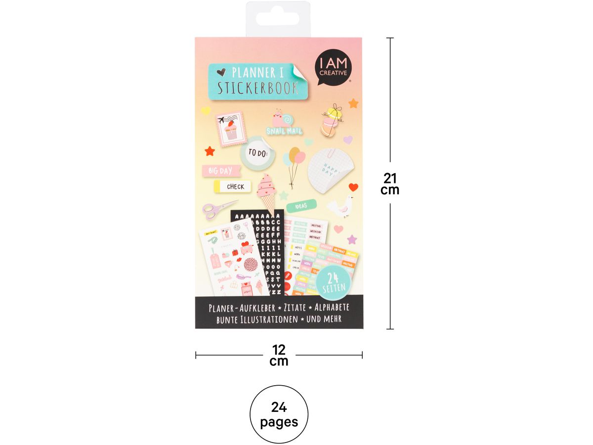 I AM CREATIVE Stickerbook Planner 12x23cm 4087.581 24 Blatt (7611983249916)