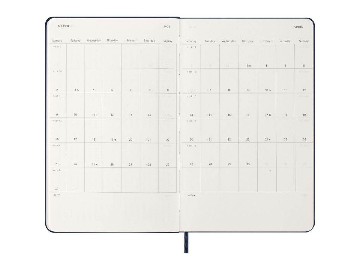 MOLESKINE Agenda Classic Large 2026 DHB2012WN3Y26 1W/1S saphir HC 13x21cm (8056999274672)