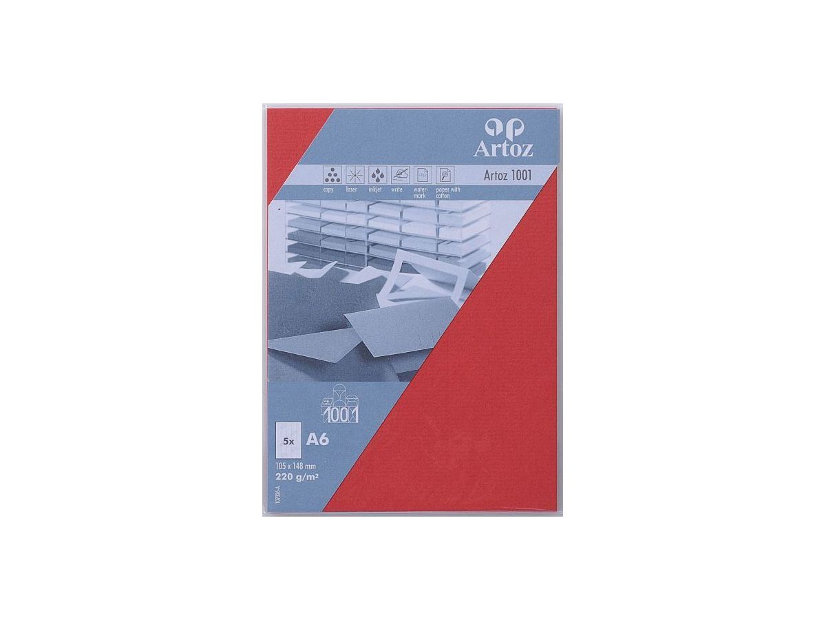 ARTOZ Cartoline 1001 A6 107326145 220g, rosso 5 fogli (7612450249088)