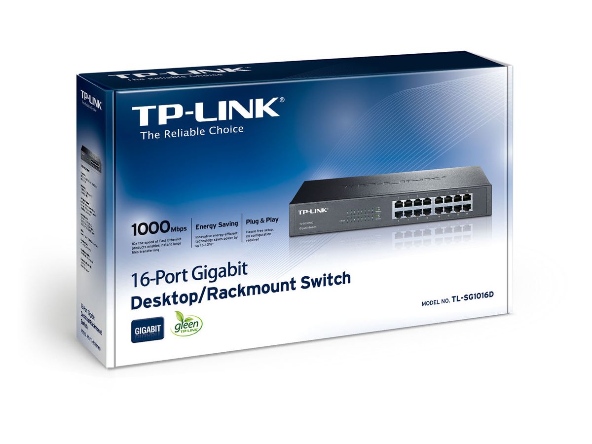 TP-LINK 16-Port-Gigabit-Switch TLSG1016D 10/100/1000 Mbit/s (6935364020613)