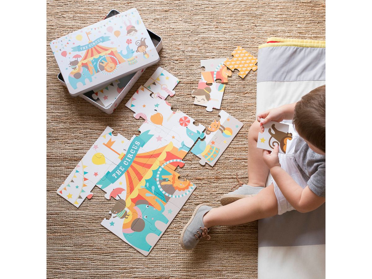 APLI KIDS Puzzle del circo 8x8cm 14407 Scatola di metallo 24 pezzi (8410782144076)