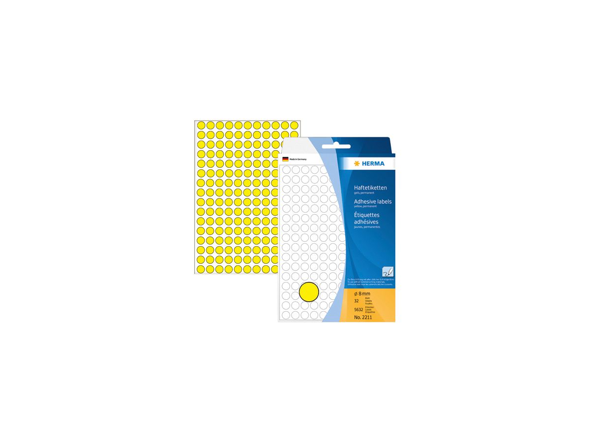 HERMA Etiquettes ronde 8mm 2211 jaune 5632 pcs. (4008705022118)