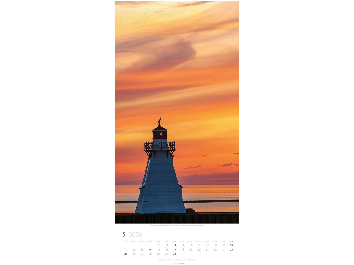 WEINGARTEN Bildkalender 2026 3150600+26 Leuchttürme DE 33x68cm (9783839902196)