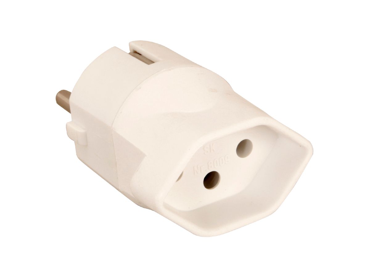 S-ELECTRO adaptateur de voyage 4.8009 blanche,D-CH,terre à t. (7611453080094)