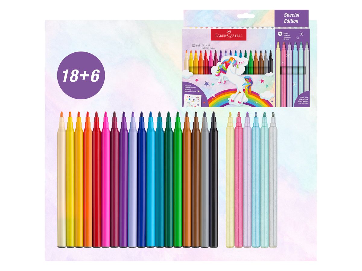 FABER-CASTELL Pennarelli unicorno 554221 incl. Sticker 24 pezzi (4005405542212)
