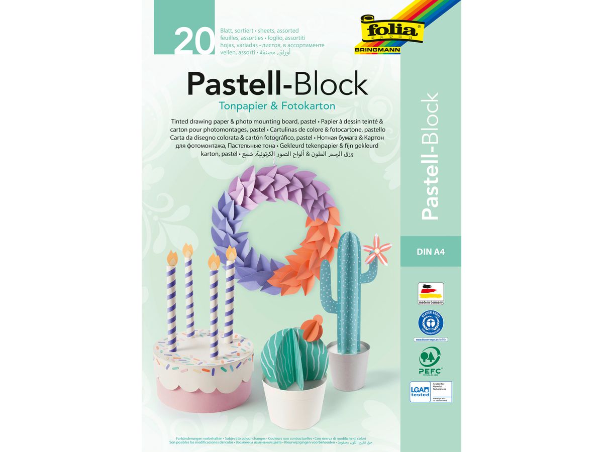 FOLIA SE Kombi-Block A4 678 pastell, 20 Blatt ass. (4001868103243)