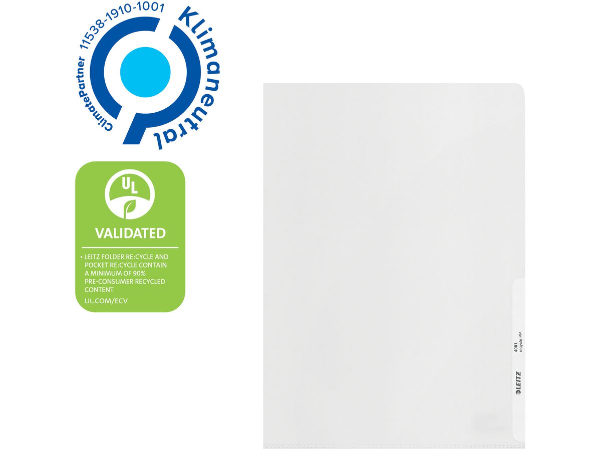 LEITZ Dossier Recycle A4 4001-30-03 transparent, 140my 25 pcs. (4002432397846)