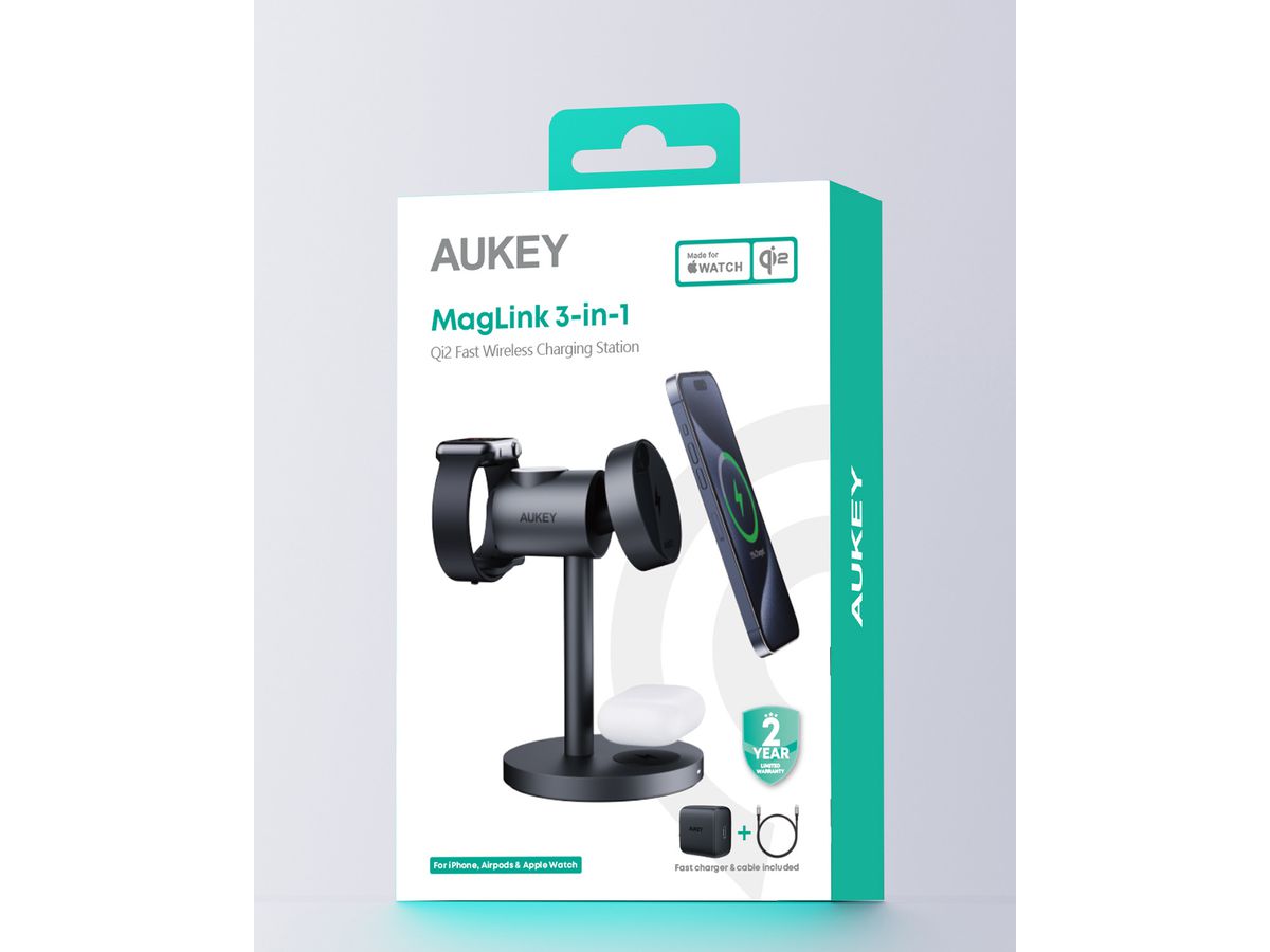 AUKEY MagFusion 3-IN-1 Fastcharger LC-MC311 Wireless Charger 15W (0689323787418)