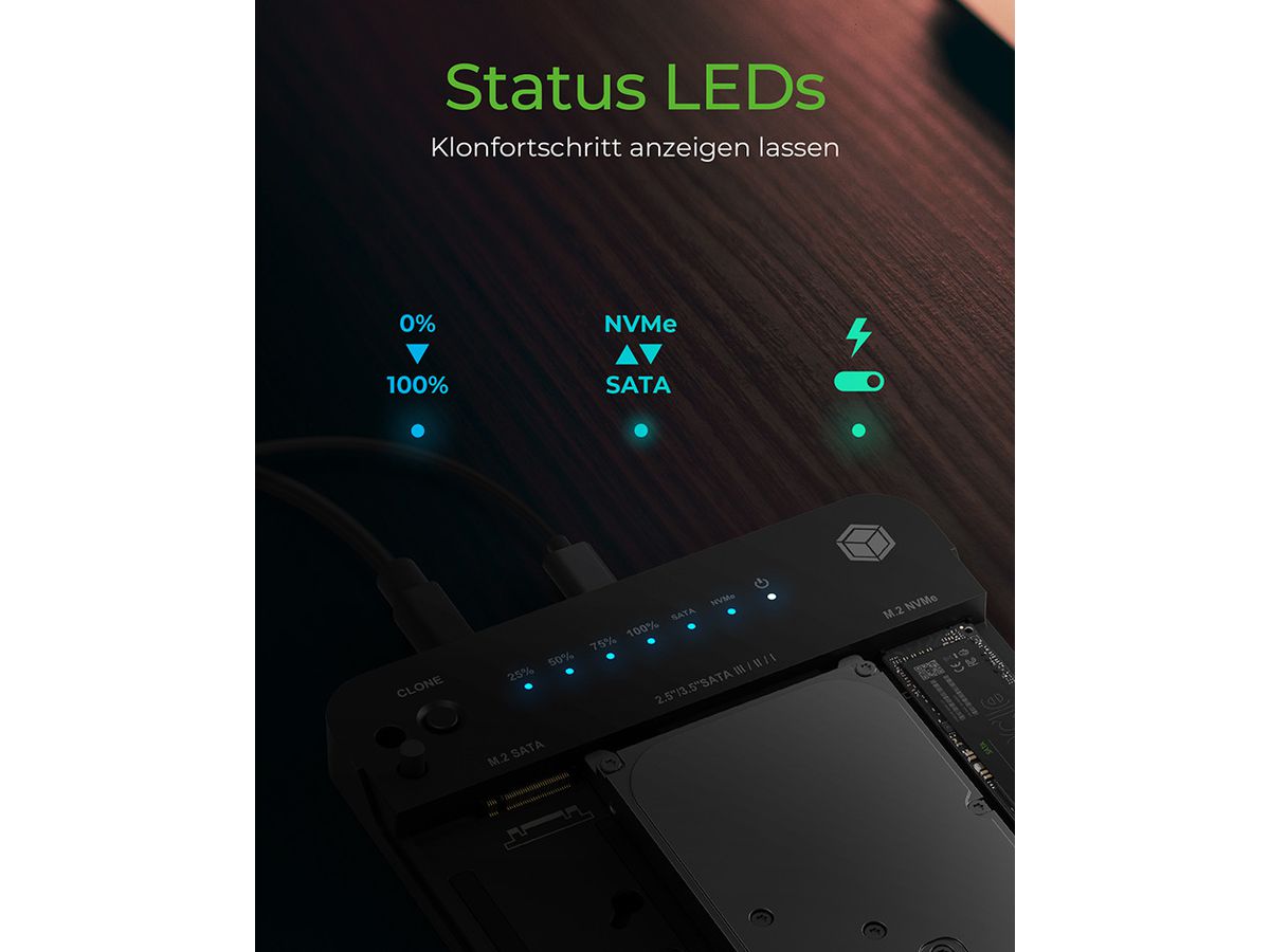 ICY BOX Docking- & Clonestation IB-2915MSCL-C31 M.2 to M.2 & 2.5 & 3.5 (4250078173496)