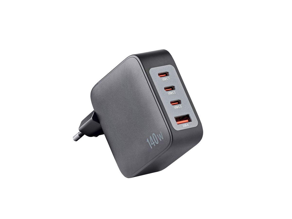 INTENSO Power Adapter W140A3C Charger 7814010 140 W, 3x USB-C, 1x USB-A (4034303035359)