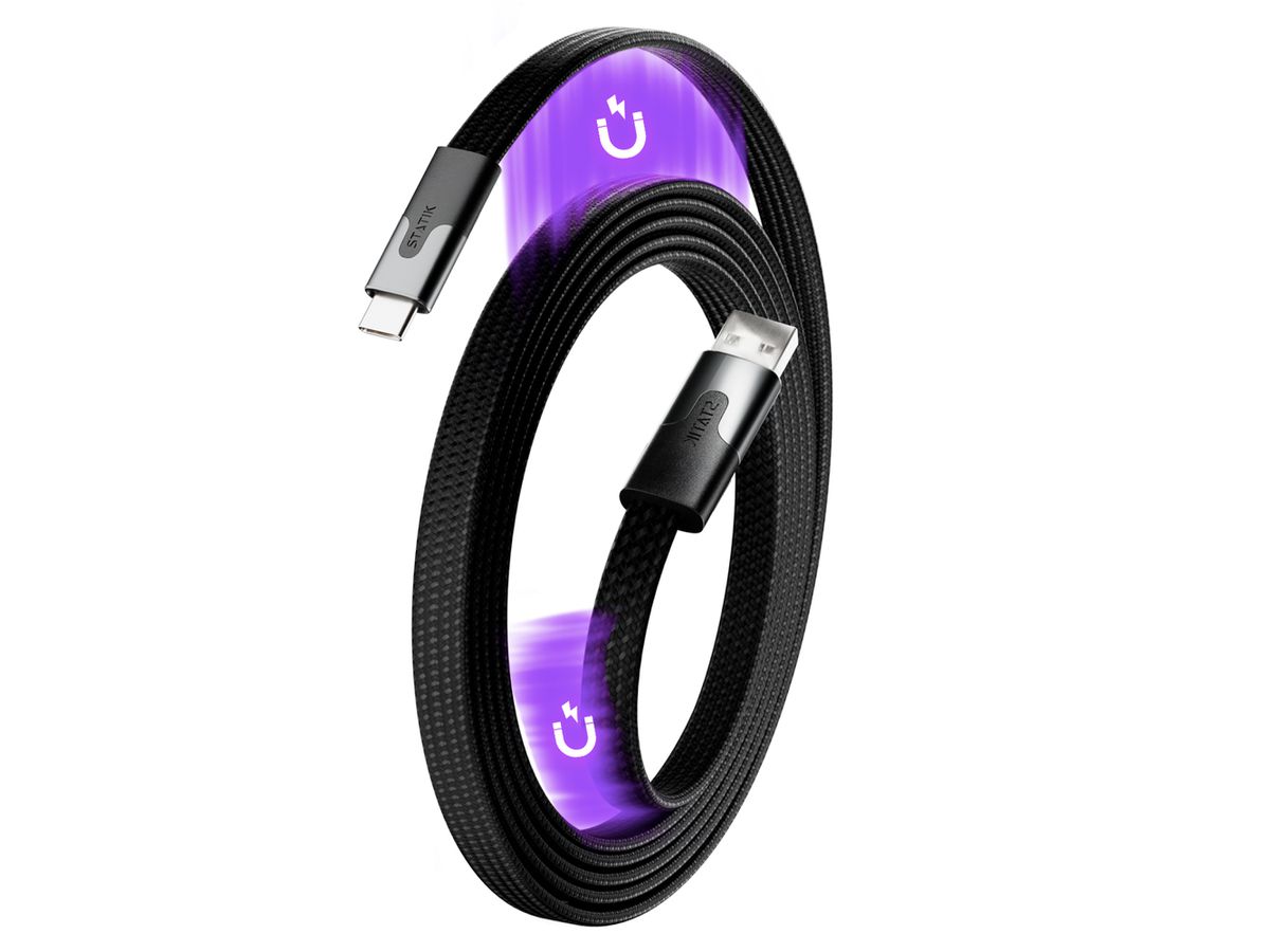 STATIK MagStack Slim Cable PUP-0494-3FT-AC-BLK USB-A to C, 1M, 27W Black (0810024057818)
