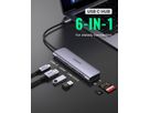 UGREEN USB-C Hub 6in1, Silver 70411 HDMI,2xUSB-A,SD TF,USB-C PD (6957303874118)
