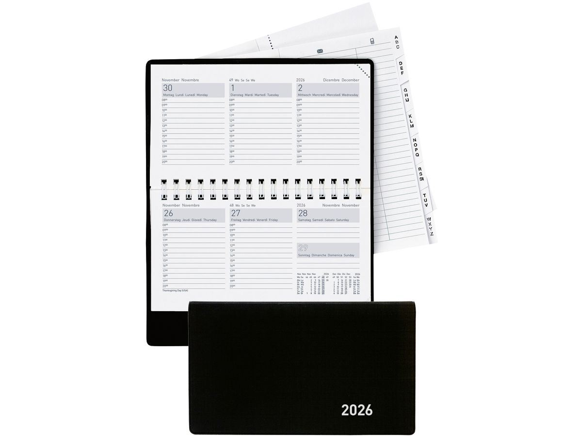 BIELLA Agenda Terminet Wire-O 2026 831773020026U 1S/2P nero ML 15.3x8.5cm (7611365526161)