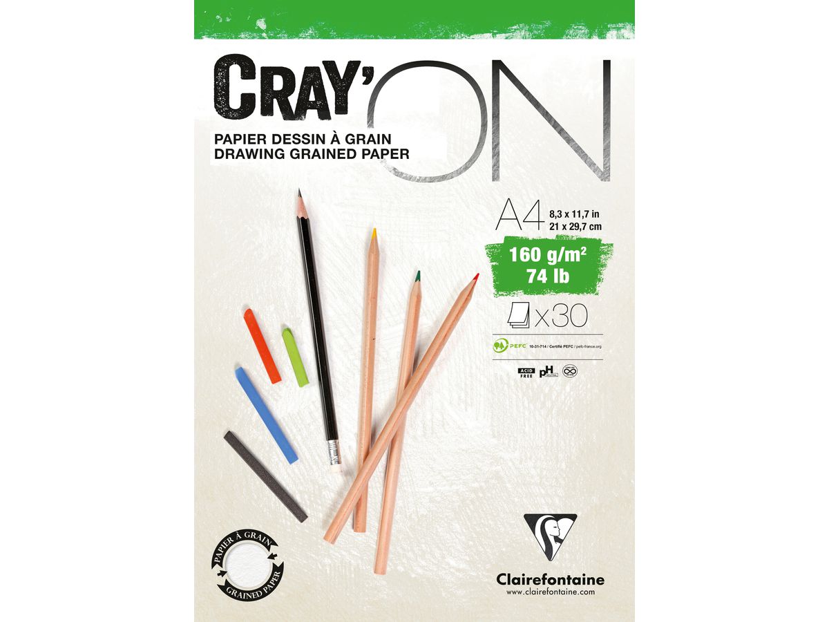 CLAIREFONTAINE Cray'On A4 975027C Weiss 30 Blatt (3329689750271)